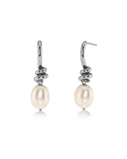 Swivel Earrings Pearl S Steel