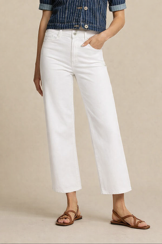 Conny White High Rise Wide Length Jeans