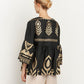 Feather Tunic with Bell Sleeve Charcoal/Gold
