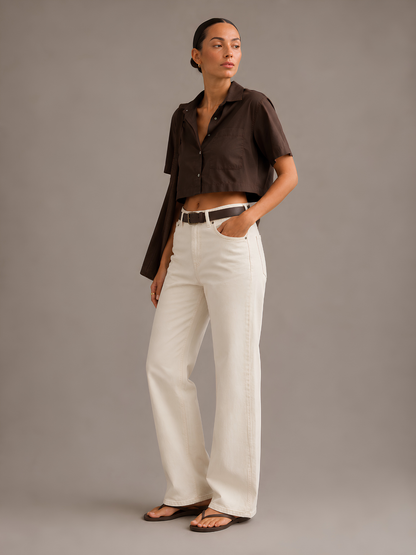 Colette Belted Ecru Jeans