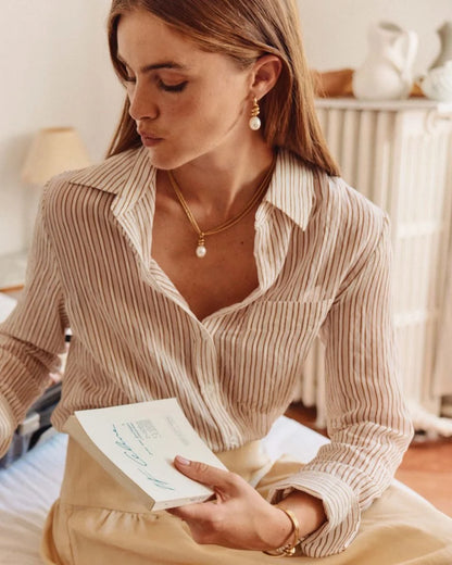 Swivel Earrings Pearl L Gold