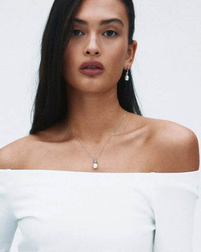 Swivel Earrings Pearl S Steel