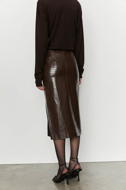 Eco-Leather Long Skirt