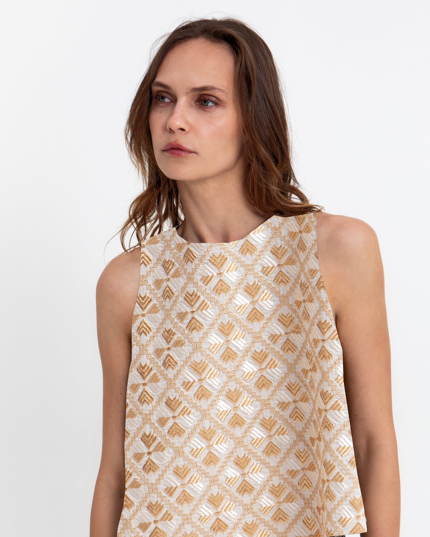 Embroidered Sleeveless Top