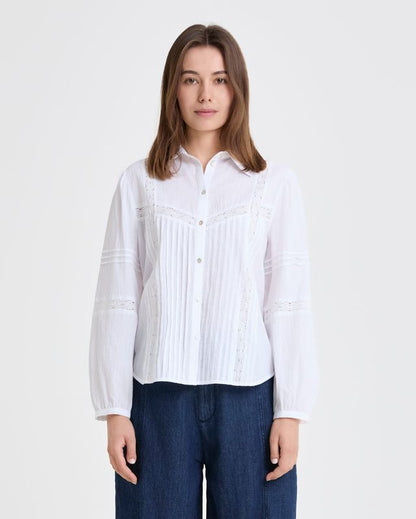 Cotton Lace Trim Shirt